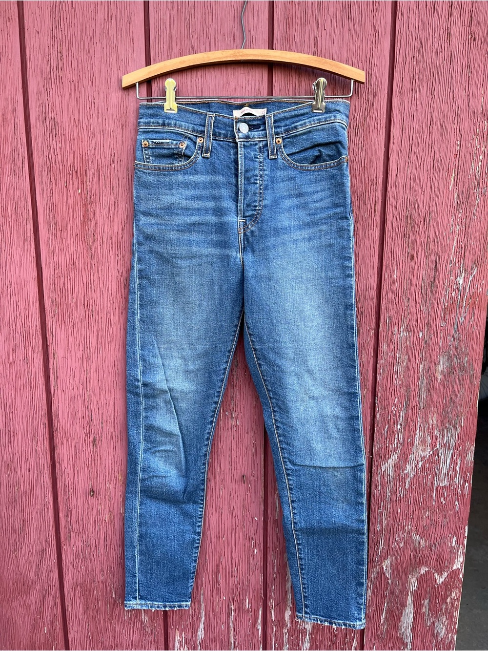 Levi's Wedgie Skinny Button Front Jeans in Mental Block, size 27